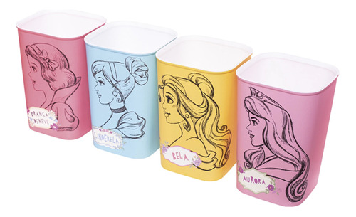 Set X 4 Vasos Portalapices Princesas Disney 200 Ml Escolar