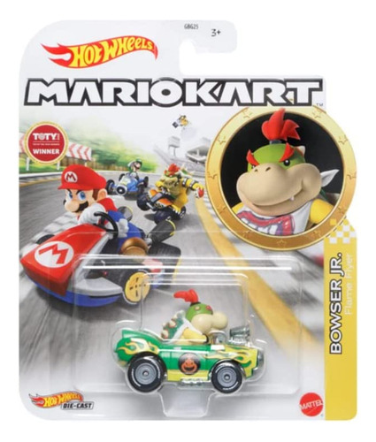 Diecast Hot Wheels Mario Kart Bowser Jr, Flame Flyer 1:64 Es