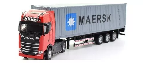 Miniatura Carreta Mercedes Benz Container Escala 1:50 Maersk