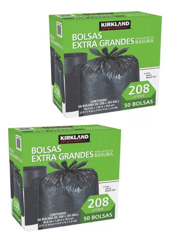100 Bolsas Plástico Negra Basura Contenedor 208 Lts Kirkland