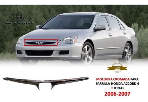 Moldura Cromada Para Parrilla Honda Accord 4 Puertas 06-07