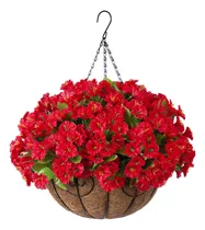 Comprar Flores Colgantes Artificiales En Canasta Con Petunias Y Morn