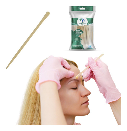 Palito Espátula Mini Depilação Facial Theoto - 200 Unidades