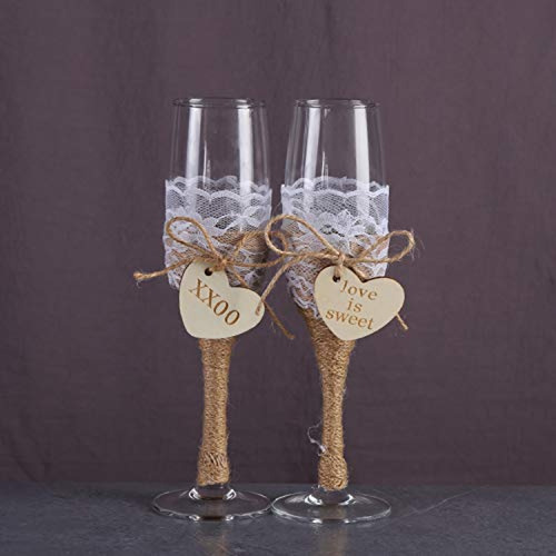 Adorno Para Torta Juego De 2 Copas De Champán De Boda Estil