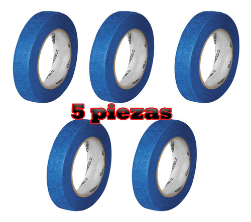 5 Masking Tape Azul 3/4 50 Pintar Enmascarillar Truper 12621