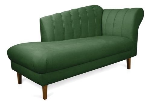 Divã Recife Suede Verde 165 Cm Pés Chanfrado Castanho