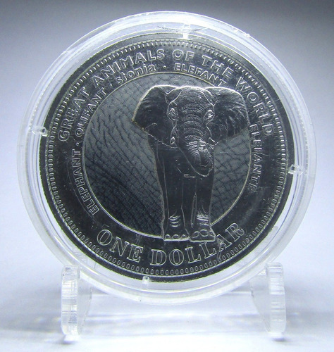 Fiji Moneda 1 Dolar Serie Animales Elefante Proof 2009