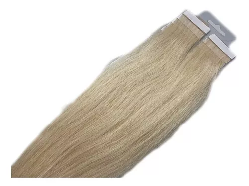 Cabelo Humano Loiro Claro Fita Adesiva 50g 70cm Mega Hair