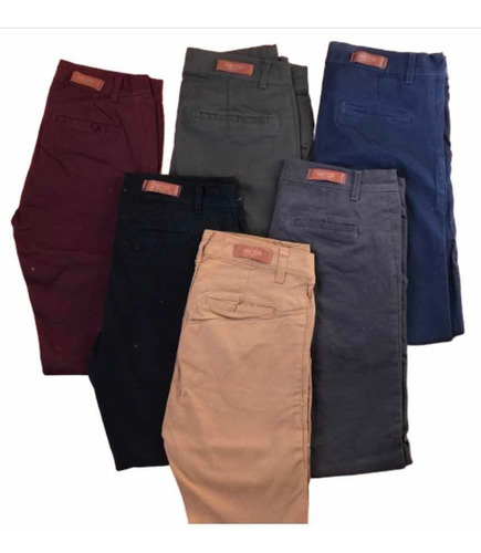 Pantalon Chupin Corte Chino Gabardina De Vestir Hombre