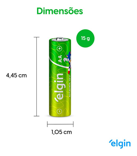 Pilha Alcalina Aa Elgin Bateria 2a Pequena 16 Unidades