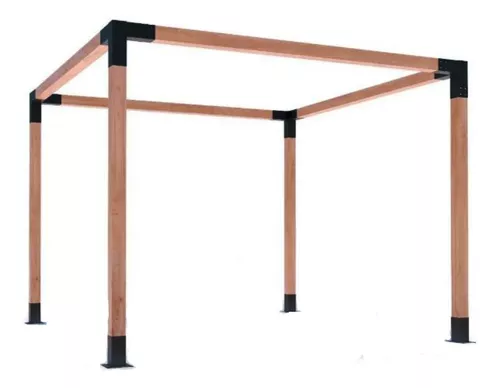 Kit Pergola Alluss 3x3 mt Apoyo Pared Madera 4x4” cochera