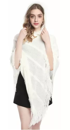 Poncho Mujer Chal Capa Invierno Borla Abrigo Tejido Capa