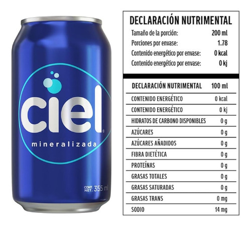 Kit 12 Agua Mineral Ciel 355ml Menos Sodio Lata
