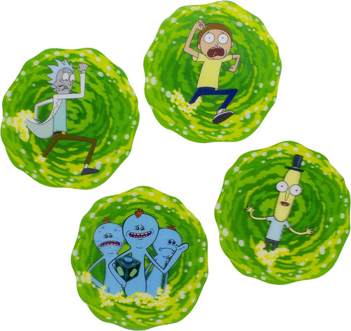 Paladone Rick And Morty - Juego De 4 Posavasos 3d, Multicolo