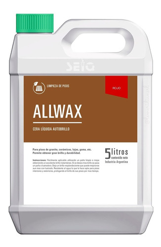 Cera Liquida Autobrillo Allwax Seiq 5 Lts Natural Negro Rojo