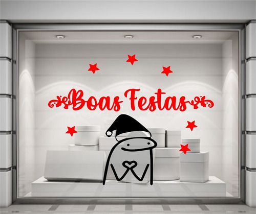 Adesivo Vitrine Natal Boas Festas Flork Loja Condomíni M30-3