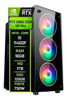 Pc Gamer Intel I5 11400f 16gb Rtx 3060 12gb Hd 1tb Ssd 120gb