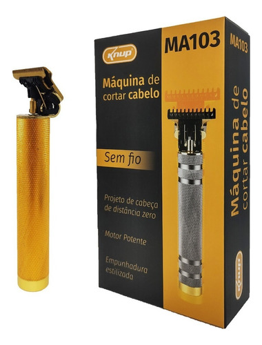 Maquina Cortar E Acabamento Cabelo Barba Sem Fio Estilizada Cor Dourado 110v/220v