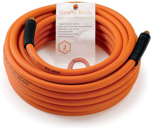 Hybrid Airhose  In. X  Ft. In. Mnpt Fittings,  Psi,ligh...