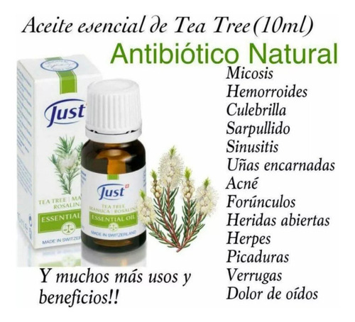 Aceite Tea Tree Manuca Cicatriza Y Regenera 10 Ml Swiss Just
