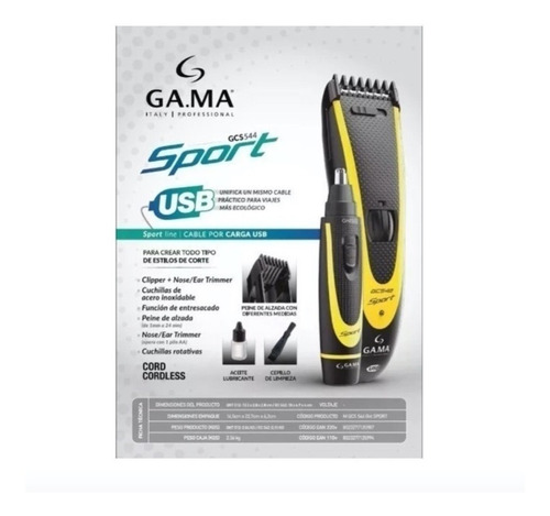 Imagen 11 de 11 de Cortadora De Pelo Gama Gc542 + Afeitadora Trimmer Gnt512 Usb