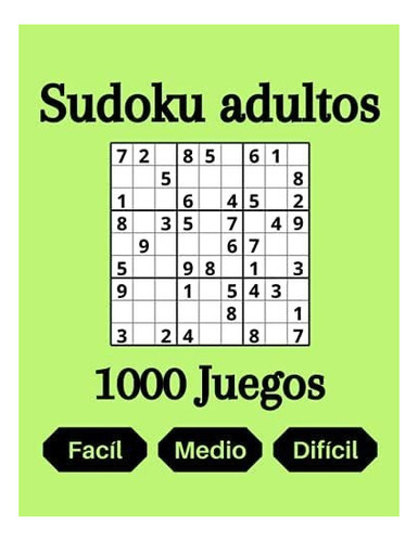 Libro: Sudoku Adultos 1000 Juegos, Facíl, Medio, Difícil