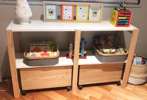 Mueble Montessori Nordico Juguetero Organizador Baules Rueda