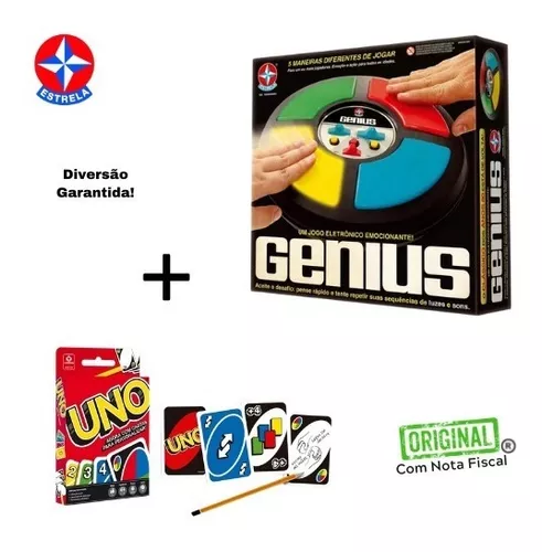 Kit 2 Jogos De Mesa Para Crianças Genius + Jogo Cartas Uno