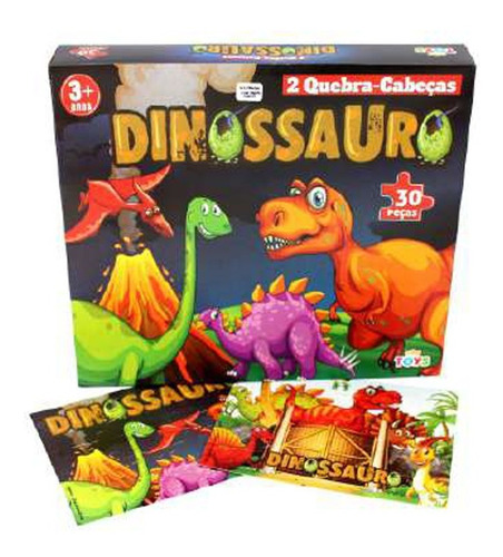 Kit Com 2 Jogo Quebra Cabeça Infantil Dinossauro 30 Peças