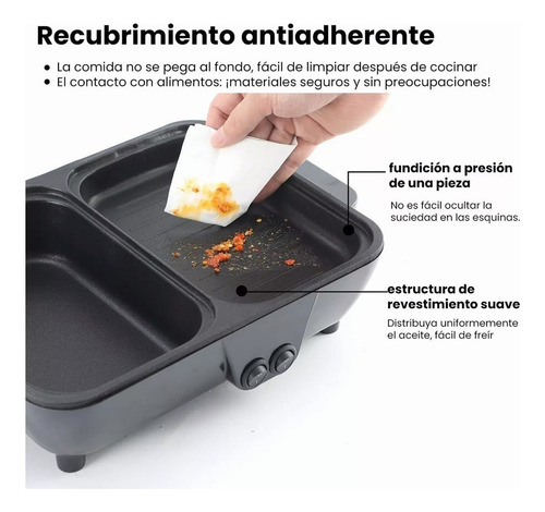 . 2 En 1 Sartén Eléctrico Antiadherente 1200w Portatil Hogar