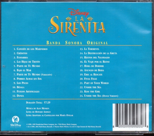 La Sirenita / Banda Sonora Original Cd 24 Tracks (Usado)