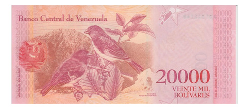 Imagen 2 de 4 de Billete 20000 Bs Venezuela Diciembre 2017 A8 Au/unc
