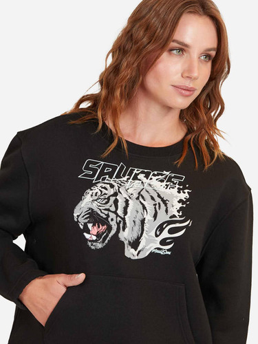 Poleron Savage Tiger Mujer Negro Maui And Sons
