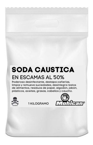 Soda Caustica En Escamas Al 50 % Bolsa 1 Kilo