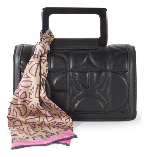 Bolsa Briefcase Cloe Para Mujer Maneral Acrilico Con Mascada Color Negro