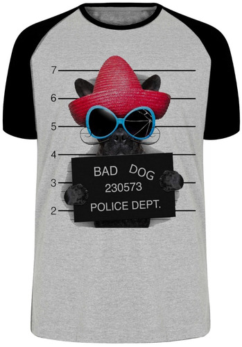 Camiseta Luxo Bad Dog Cachorro Cão Police Depto Preso Delega