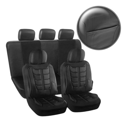 Set Funda Cubreasiento 100% Eco Cuero Acolchado Bolsillo R&c