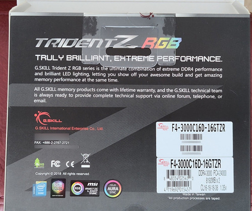Ram G.skill Trident Z Rgb Ddr4 3000 16gb (8gbx2) (Usado)