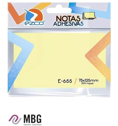 Notas Adhesivas Ezco E-655 75x125mm Amarilla 100 Hojas