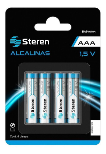 Pila Steren Alcalinas BAT-AAA4 Cilíndrica - pack de 4 unidades
