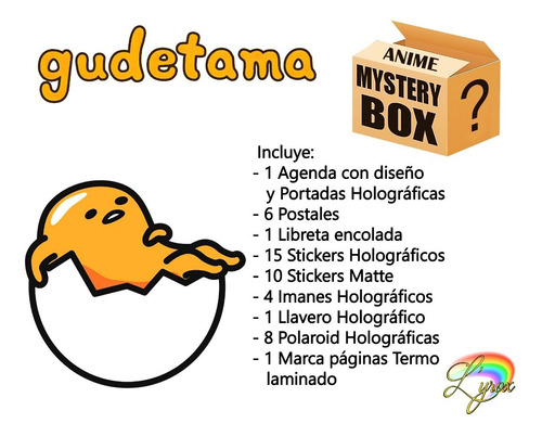 Gudetama Mystery Box Holográfica Agenda + Sanrio Anime