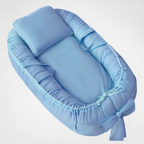 Naninha Ninho De Bebe Redutor Menino Ziper, Laço, Alças Cor Azul