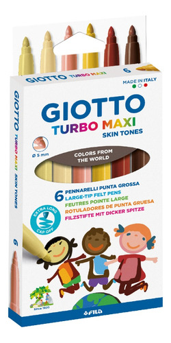 Marcadores Giotto Turbo Maxi Skin Tones X 6 Colores
