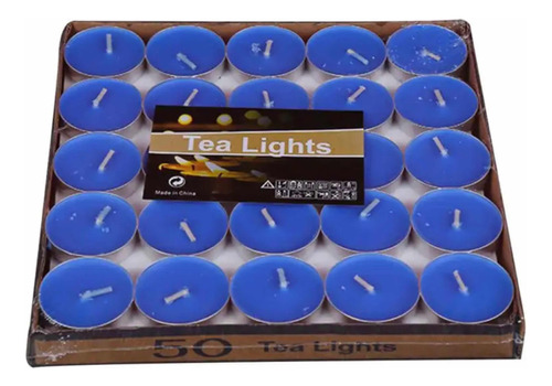 Mini Velas De Te Flotantes Azules Sin Aroma Tea Light 50 Pz