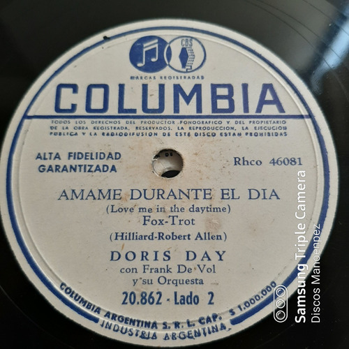 Pasta Doris Day Y Frank De Vol Orq Columbia C144