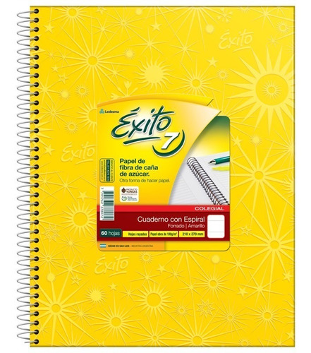 Cuaderno Exito E7 Espiralado 60 Hojas Rayado Amarillo