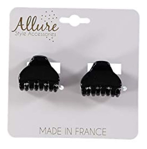 Mini Pinzas De Pelo Negras Allure Para Mujer, Made In France
