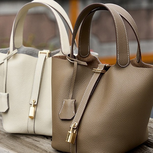 2024 Nuevo Bolso Cuero Genuino Bolso Tipo Cubo Piel Vaca