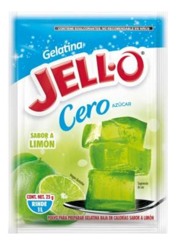 16 Pzas Polvo Para Preparar Gelatina Jello Sabor Limón Cero