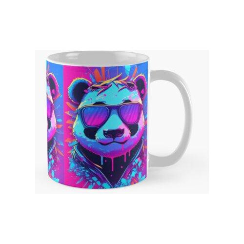 Taza Panda Súper Genial, Arte Retrowave De Los 80, Estilo Sy